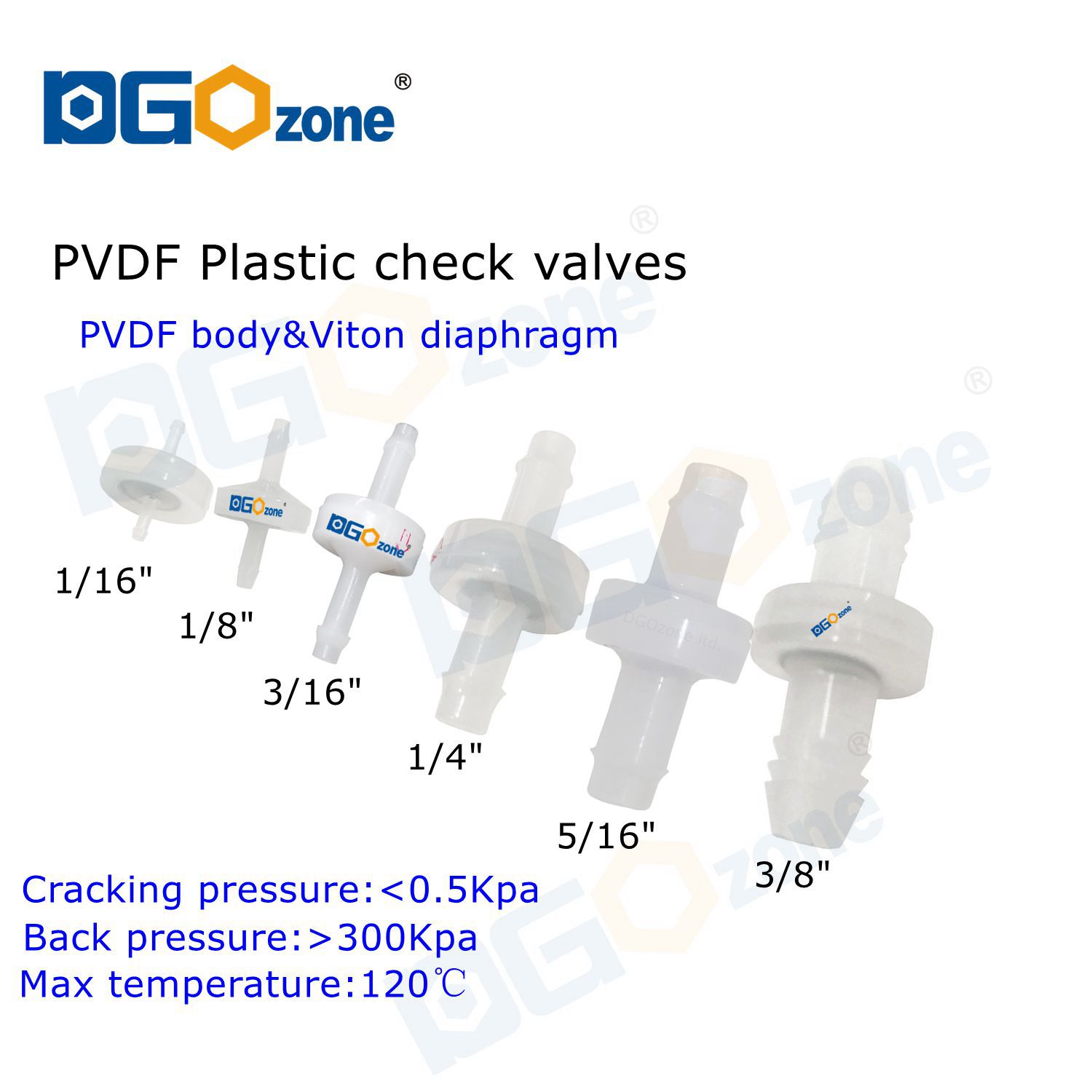 Marine Aquarium Ozone Generator - PVDF Katup Periksa Diafragma Plastik Ozon